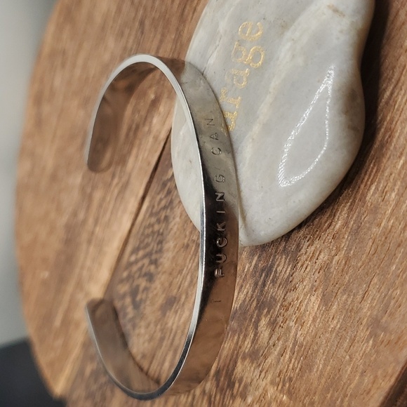 Silver cuff I can inspirational quote bracelet B2715 - Picture 1 of 2